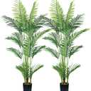 HAIHONG 4.5FT 2Packs Artificial Palm Tree,Faux Areca Palm Plant with Real Touch Leaves and Adjustable Branches,Fake Tropical Palm Tree for Home Office Indoor Outdoor Modern Decoration