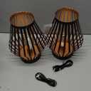 JHY DESIGN Set of 2 Dimmable Bedside Table Lamp 8.5''H Rechargeable Metal Cage Lantern with LED Edison Style Bulb Cordless Accent Lamp for Weddings Parties Patio Events for Indoors Outdoors