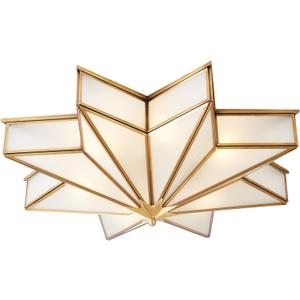 Star Glass Ceiling Light 23.6-inch Mid Century Brass Ceiling Lamp