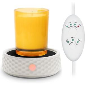 Electric Large Candle Warmer Plate - Ceramic Candle Wax Warmers Timer Adjust Fragrance Intensity Auto Shut Off for Home Office, Aromatherapy Fragrance and Heating Beverage, Milk, Tea, Hot Chocolate