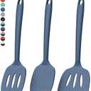 Coukre 3 Pack Silicone Spatula Set, High Heat Resistant, BPA-Free, Fish Spatula, Solid & Slotted Turner for Non-Stick Pans, Flipping Eggs, Pancakes, Fish, Burgers (3, Pure Dark Blue)