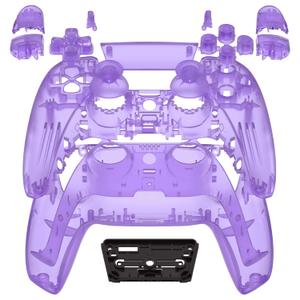 eXtremeRate Full Set Shell with Buttons Touchpad Cover, Clear Atomic Purple Custom Replacement Decorative Trim Shell Front Back Plates Compatible with p s 5 Controller BDM-010 BDM-020 Models