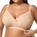 Minimizer Bras for Women Full Coverage No Underwire Plus Size T-Shirt Unlined Bra Skin 100D (Beige)