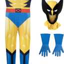 MARVEL Wolverine Official Adult Deluxe Zentai Halloween Costume-Deluxe Two-Way Stretch Spandex Suit with Gloves and Claws (Yellow, M)