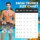 Men's Swim Trunks with Compresssion Liner 7" Swimwear Board Shorts 2-in-1 Bathing Suits with Zipper Pockets (4X-Large, Black Gradient Leaves)