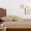 Comfortica Classics 100% Egyptian Cotton 600 Thread Count, Sand Twin XL Fitted Sheet with Elastic All Around, Soft & Silky Sateen Weave - Fits Mattress Upto 18 inches