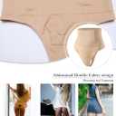Werena Tummy Control Thong Shapewear for Women Seamless Shaping Thong Panties Body Shaper Underwear (Beige, L)