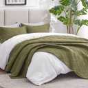 Love's cabin Quilts for Queen Bed Olive Green Bedspreads Bedding Set - Summer Lightweight Bedspread Comforter - Wave Pattern Bedding Coverlet for All Season - 3 Pieces (1 Quilt, 2 Pillow Shams)