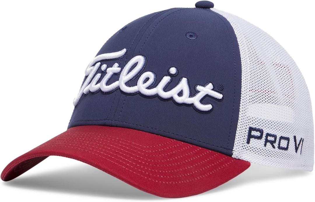 Titleist Tour Performance Mesh Golf Hat, Navy/ Crimson/ White