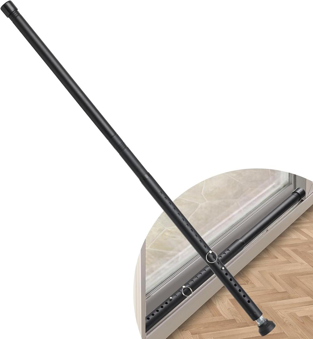 DIIG Sliding Door Security Bar17.7-50.5inch Adjustable Locking Window Safety Bar with Rubber Tips,Diameter 1inch Window Security Bar for Home Apartment Travel (Black)