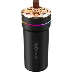 Car Diffuser Humidifier with Night Lights Portable 300mL USB Powered Cool Mist Auto Shut-Off Quiet Perfect for Car Home Office Bedroom (Black)