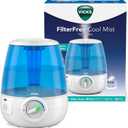 Vicks Filter-Free Ultrasonic Humidifier, Recommended by Pediatricians, 1.2 Gal Ultrasonic Cool Mist Humidifiers for Bedrooms & Kids Rooms, Works with Vicks VapoPads