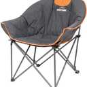 OUTDOOR LIVING SUNTIME Sofa Chair, Oversize Padded Moon Leisure Portable Stable Comfortable Folding Chair for Camping, Hiking, Carry Bag (Grey and Orange)