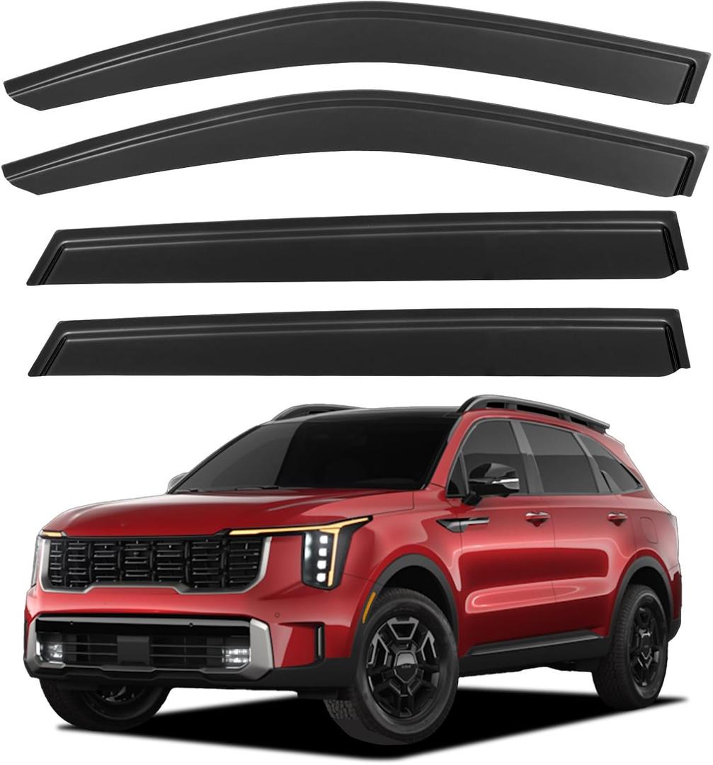 Window Visors Rain Guards Shield for 2021 2022 2023 2024 2025 2026 Kia Sorento, Out-Channel Window Vent Wind Deflectors Visors Shades for 21-26 Sorento