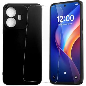 Phone Case for TCL K70 4G with Screen Protector [6.80 Inch] - Shockproof Bumper Protection, Anti-Scratch Protective Cover, Black