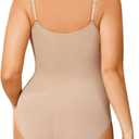 Womens Shapewear Tummy Control Seamless Bodysuit Cheap Full Body Shaper Mid Thigh Thong Brief (XXXL)