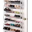 ComfyElect Over The Door Shoe Organizer, 12 Layers Adjustable Hanging Closet Shoe Organizer Shoe Storage with Hooks, Space Saving Metal Shoe Rack Fit 36 Pairs Sneakers, Sandals, Heels, Boots, White