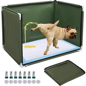 Dog Pee Pad Holder with High Walls,Waterproof Puppy Litter Box,Foldable Indoor Dog Potty,No Spill Pet Toilet for Small/Medium Puppy, Easy Clean,Army Green (24"x17.7"x17.7")