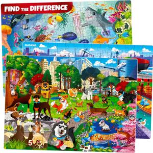 QUOKKA Floor Puzzles for Kids Ages 8-10  3X150 Piece Puzzles for Kids Ages 4-6  Search & Find Ocean Animal Kid Activities Included for 5-8 Year Old  Toddler Learning Toy Game Gift for Boys & Girls