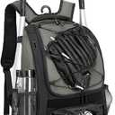 Baseball Bag Softball Backpack - Youth Adult T Ball Bat Equipment Bag with Bat Helmet Holders, Shoe Compartment (Grey)