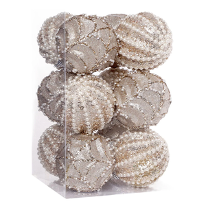 Tnarru 12Pcs Christmas Ball Ornaments Bauble, Decorative Craft Christmas Tree Hanging Ornaments, Xmas Decor for Thanksgiving Wedding Champagne