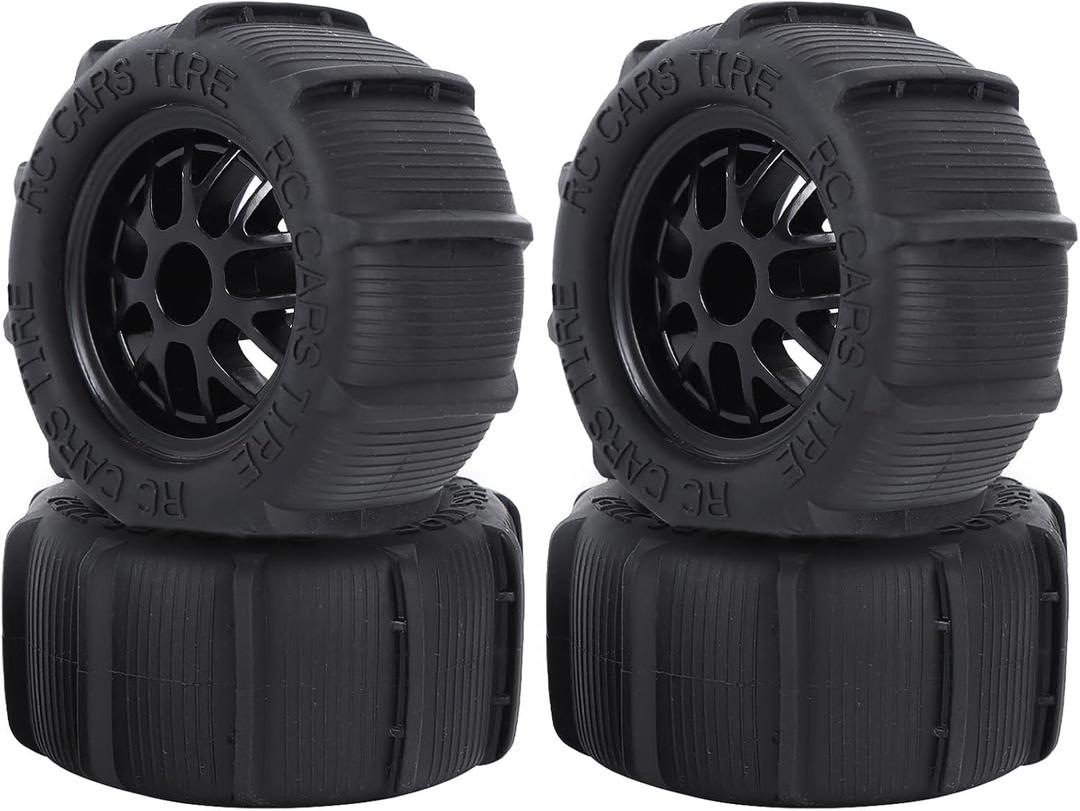 RC Truck Desert Tires, 4 Pcs Rubber Plastic RC Car Beach Wheels, 1/14 1/16 1/18 Good Grip Strong Cushioning, High Wear