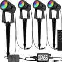 SUNTHIN Outdoor Landscape Lighting with Remote, RGBW Color Changing Spot Uplights,4 Pack