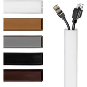 Rubber Bond TV Cord Hider Cable Protector - Strong Self Adhesive Wall Cord Cover Cable Hider - Low Profile Cable Management Wall Cord Concealer Cable Raceway (White, 10 Feet)