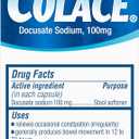 Colace Stool Softener 100 mg, 60 Capsules, Constipation Relief, Docusate Sodium, Gentle Docusate, Stimulant-Free, Regular Strength, #1 Doctor Recommended Stool Softener Brand
