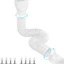 Gutterlix 1 Pack Flexible Gutter Downspout Extensions Extendable from 21" to 67", Downspout Extender Comes with Adapters, Thickened Down spout Drain Extension for Rainwater Drainage(White)