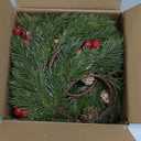 6Pcs 9" Christmas Wreaths Small Christmas Wreaths for Kitchen cabinets Mini Wreaths with Red Ribbon Christmas Candle Ring with Pine Cone, Red Berry & Pine Needle Decor for Christmas Decorations