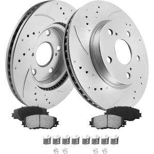 MOTOREVO Front Geomet Brake Rotors Kit for RAV4 [2006-2018 with 2 Row Seating, NOT 3 Row] [2013-2018 ONLY LE] [275mm10.8in] Automotive Replacement Coated Brake Discs and Ceramic Brake Pads