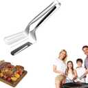3 x 2-in-1 Anti-Scald BBQ Stainless Steel Grill Clamp Spatula | Tongs & Flipper for Grilling, Cooking, Frying Steak, Fish, and Vegetables