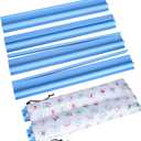 Mahjong Racks with Pushers, Blue Wooden American Mahjong Tile Pushers and Racks Set of 4, with White Printed Mahjong Racks Drawstring Bag, Mahjong Accessories (19.68 Inches)