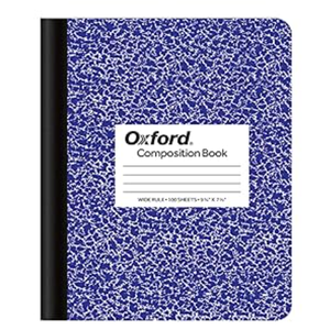Oxford Composition Notebooks - Assorted Colored Marble Cover Wide Ruled Notebook - 9-3/4" X 7-1/2", Pack of 12 (100 sheets)