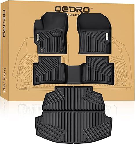 OEDRO Floor Mats & Cargo Mat Fit for Toyota Corolla 2025-2020, TPE All-Weather Custom Fit Corolla Car Mats 1st & 2nd Row with Cargo Liner Full Set Automotive Accessories, Black