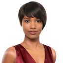 Short Wigs for Black Women, Glueless Natural Black Bob Wig Human Hair with Bangs, Machine Made Pixie Cut Wig Human Hair 1B