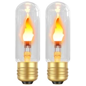 Hompavo LED Flame Bulb - 3W Flickering Fire Light with Realistic Glass Shell, E26 Base for Indoor Outdoor Holiday Decor, Porch, Home, Halloween, Christmas