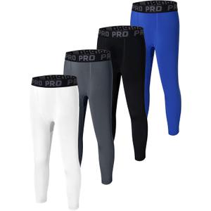 EXARUS Youth Boys Compression Leggings Pants Tights Football Sports Athletic Base Layer for Basketball Teen 8Y