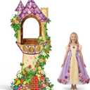 5.7ft Princess's Tower Cardboard Cutout, Large Purple Princess Castle Photo Booth Props for Magical Fairytale Birthday Party Decoration Backdrop Wonderland Girl Birthday Party Standee Decor