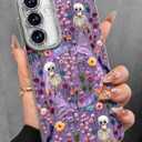 Toycamp for Samsung Galaxy S25/S24 Case - Compatible with Magsafe Aesthetic Cute Holographic Galaxy S25 Case with Diamond Bling Lens Protector for Samsung S24 Cover for Women Girls, Skull Flower