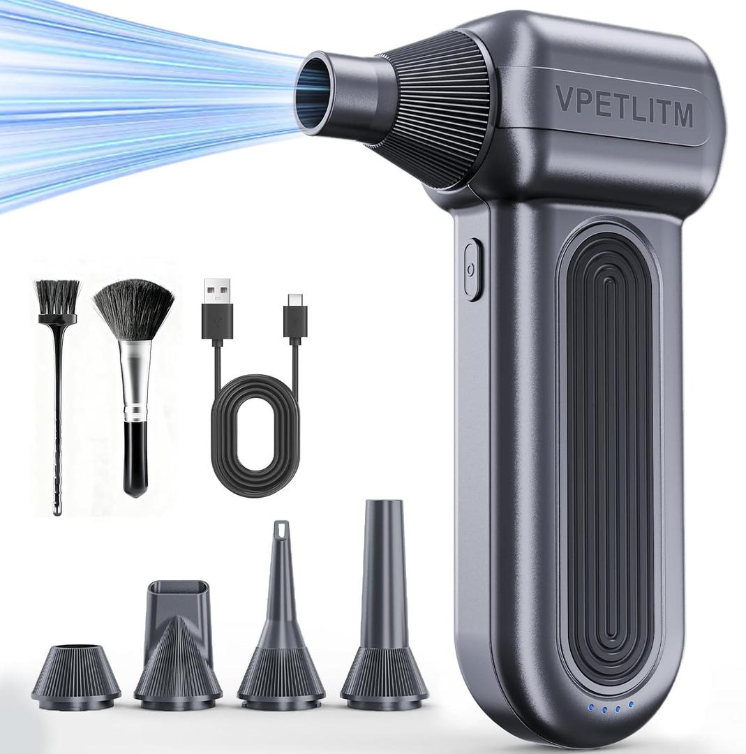 Electric Air Duster-250000RPM Super Power Cordless Air Duster, Rechargeable Brushless Motor Durable Blower, 3-Gear Adjustable Dust Blower for Computer, Keyboard, Outdoor, House and Car