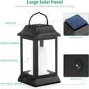TomCare Solar Lights Metal Flickering Flame Solar Lantern Outdoor Hanging Lanterns Decorative Lighting Heavy Duty Solar Powered Waterproof Umbrella Lighting for Garden Yard Patio Deck, 2 PackBlack