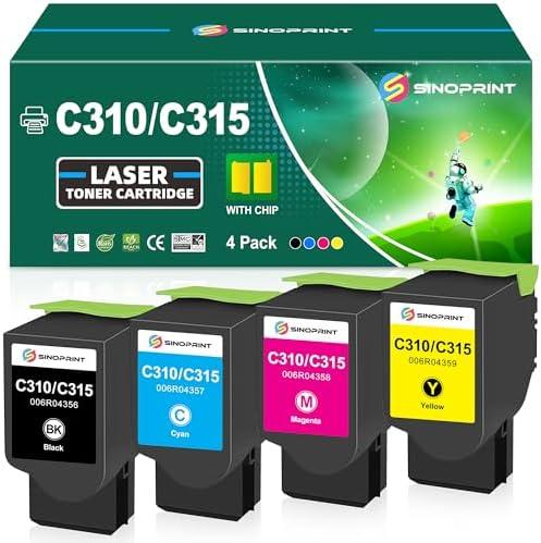 SINOPRINT Remanufactured Toner Cartridge Replacement Compatible for Xerox C310 C310DNI C310DNIM C315 C315DNI Printer Ink(006R04356 006R04357 006R04358 006R04359-4Packs)