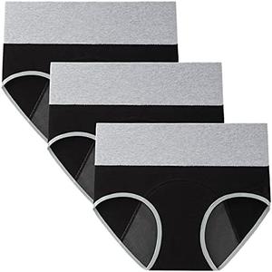 INNERSY Period Underwear for Women High Waisted Leak-Proof Postpartum Menstrual Panties 3-Pack, M