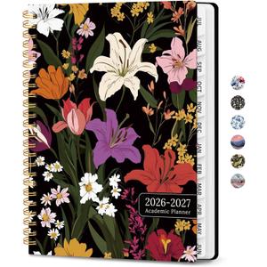 2 x ZOTIA Academic Planner 2026-2027, Monthly & Weekly Jul 2026-Jun 2027 | Lily Garden, 6.3" x 8.5" Calendar Planner for Women, Hardcover Pretty Organizer for Women, School Office Home Supplies