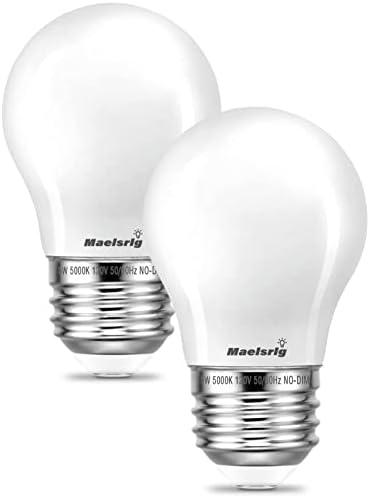 LED Appliance Bulb, 40W Equivalent, Range Hood Light Bulbs, Daylight White 5000K, 5W 500 Lumens, Non-Dimmable, E26 Base, Refrigerator Light Bulb, A15 Frosted, Pack of 2, Freezer Fridge Light Bulb