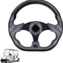 LOSCHEN Golf Cart Steering Wheel Universal Design Fit for Club Car Ds and Precedent EZGO RXV & TXT, Fit for Yamaha Golf Cart Steering Wheel-Black Square