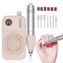 Professional Nail Drill 35000 RPM,SONGMIN Portable Cordless Efile with Bits Kit for Acrylic Nails Gel Polishing Removing,Rechargeable Electric Nail File Machine for Manicure,Pedicure Salon Home,Pink