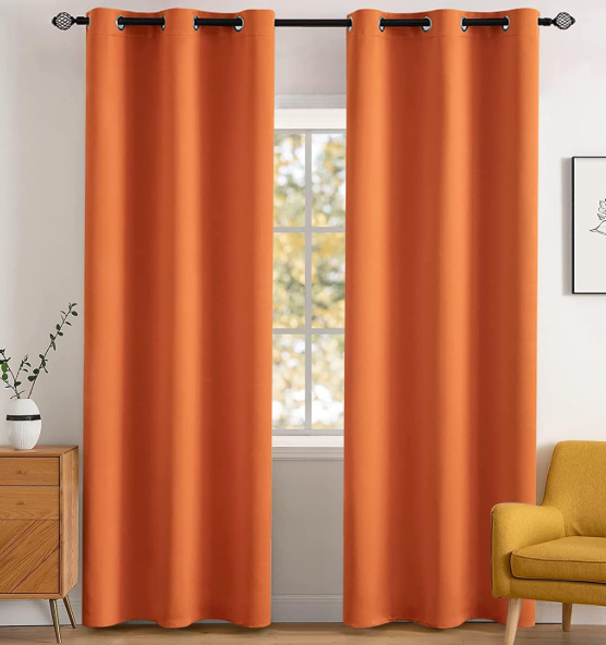 MIULEE 2 Panels Orange Blackout Curtains Room Darkening Thermal Insulated Fall Drapes Solid Window Treatment Set Grommet Top Light Blocking Curtain for Living Room/Bedroom 42x84 inch